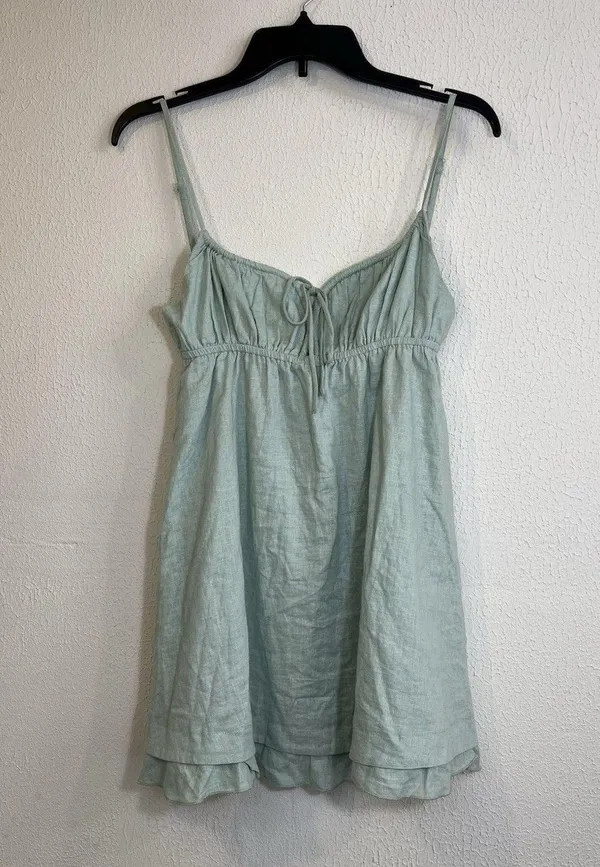 Princess Polly Of Love Mini Dress Sage Size 4 - Image 4
