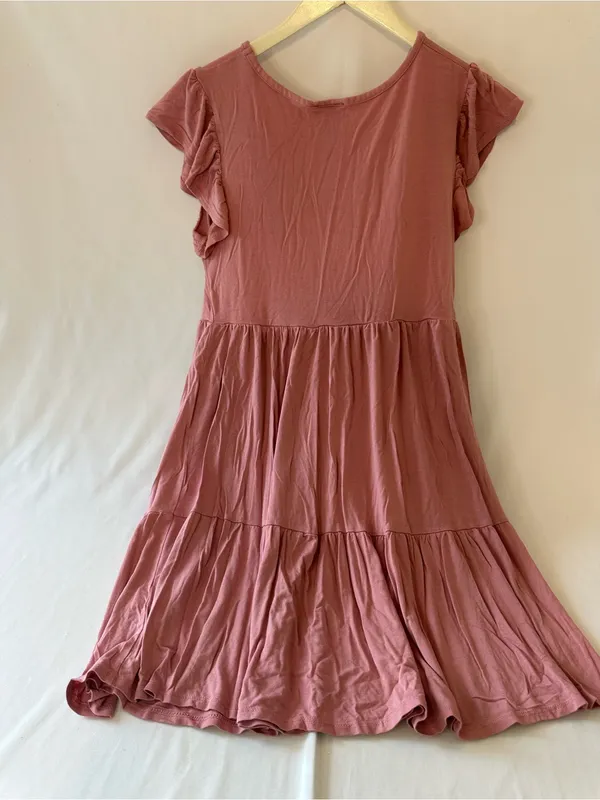 Olivia Rae Dusty Rose Ruffle Sleeve Midi Dress - Image 5