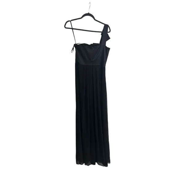 Max and Cleo Black Satin Chiffon Gown size 4 Small hole on the bottom of the dre - Image 3