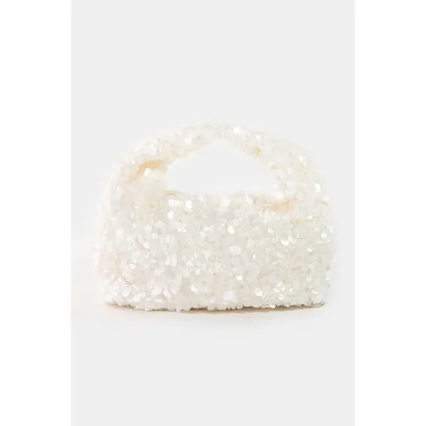 Fame and Partners Full Sequin Hand Bag - White‎ - Image 3