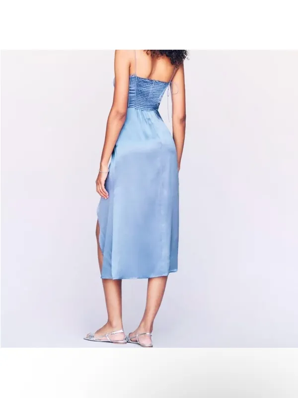 Reformation Elegant Blue silk Dress NEW - Image 6