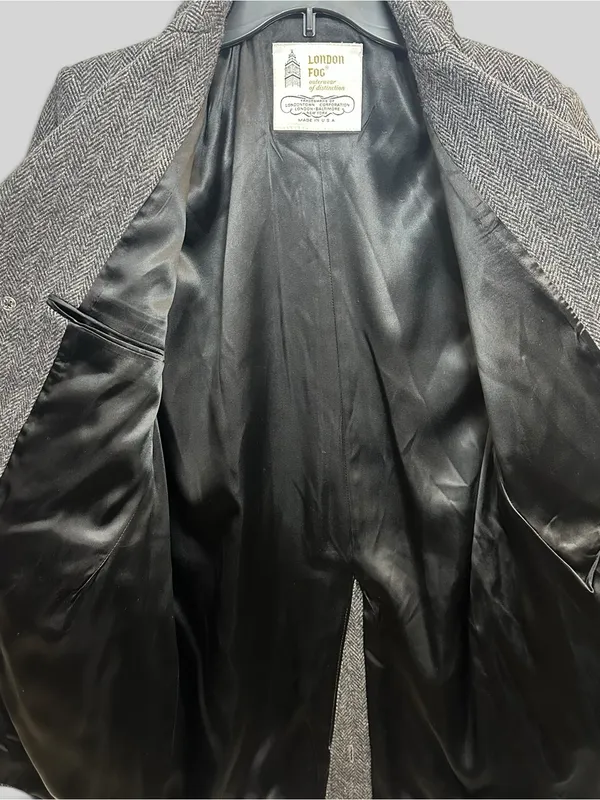 London Fog Women's Charcoal Herringbone Single-Breasted Trench Coat - Image 9