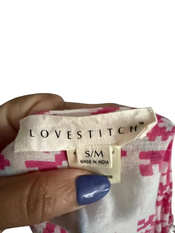 LOVESTITCH Pink White Maxi Dress Size S/M - Image 8