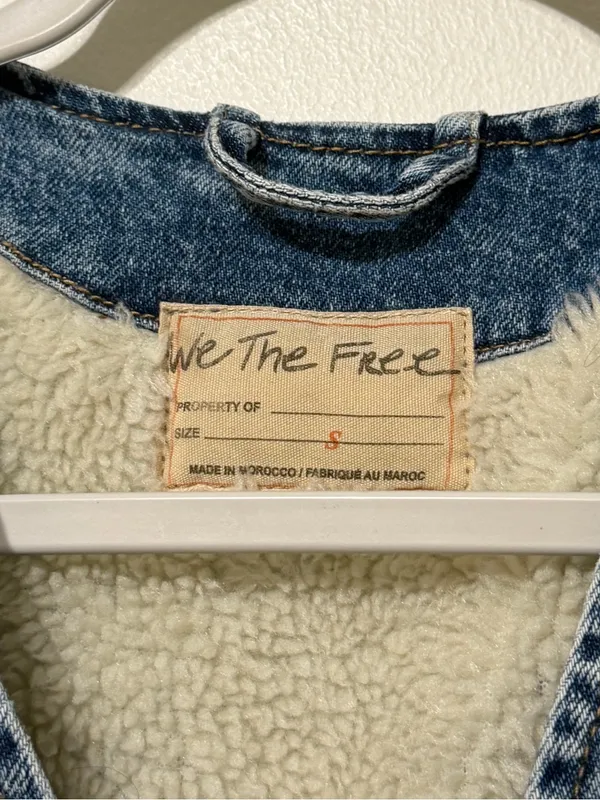 Free People Denim Florence Ranch Vest Size Small Sherpa Fall Winter Western - Image 3