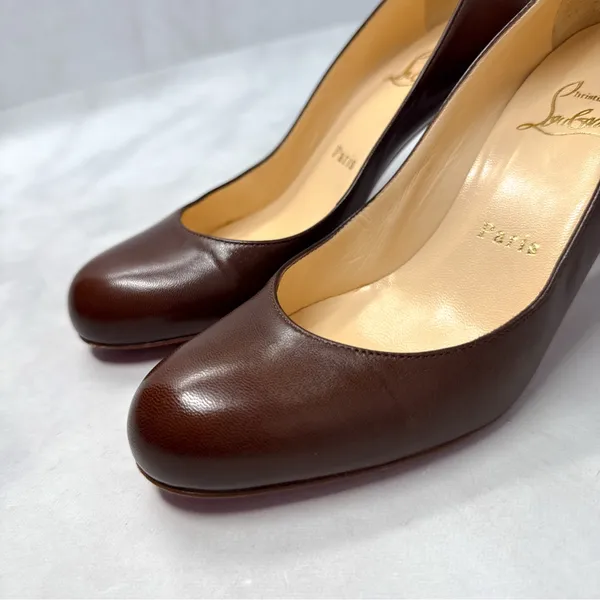 Christian Louboutin Vintage Simple Pump 85 Leather Low Mid Height Heels Brown 36 - Image 6