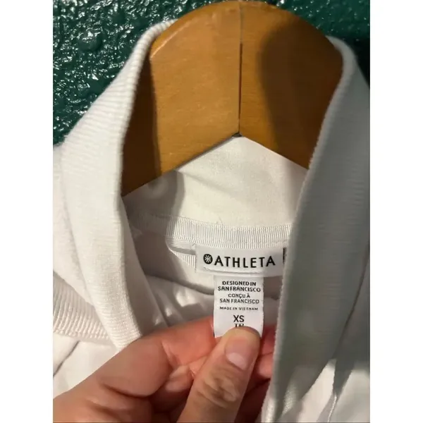 Athleta Womens XS Triumph Hoodie Sweatshirt Full Zip Thumbholes White - Image 2