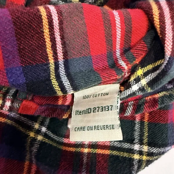 LL Bean Red Scotch Plaid Cotton Flannel Button Shirt Relaxed Fit Size XL - Image 10