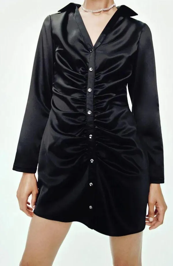 ZARA Satin Long Sleeve Dress - Image 3