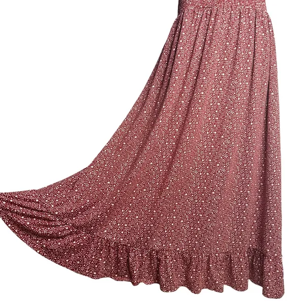 Urban Outfitters Large Rust Red Floral Smocked Dress Puff Sleeves Midi Maxi - Image 6