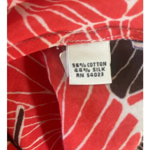 Y2K Banana Republic Women Top S Red Black Tropical Floral‎ Babydoll Festival - Image 8