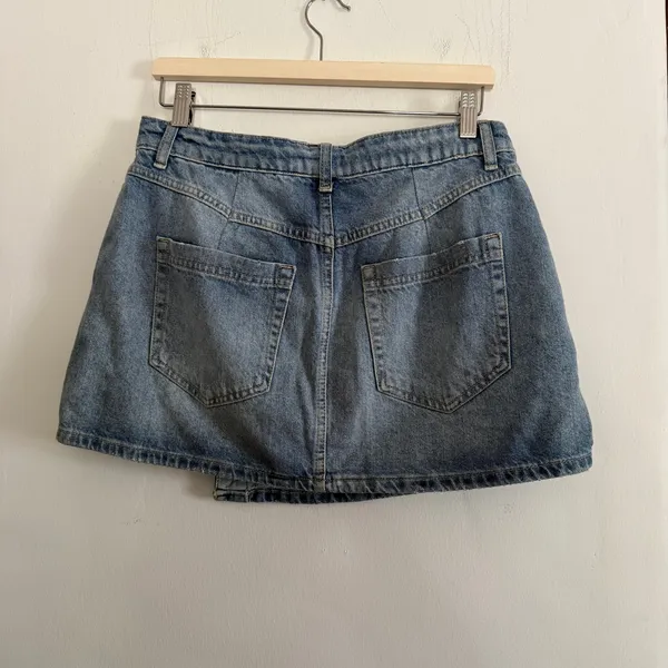 FREE PEOPLE | We The Free Wynne Wrap Asymmetrical Denim Mini Skirt | 29 - Image 2