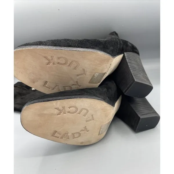 Lady Luck Black Tall‎ Heel Women's Boots Black Suede Made in Portugal Size 38 - Image 6
