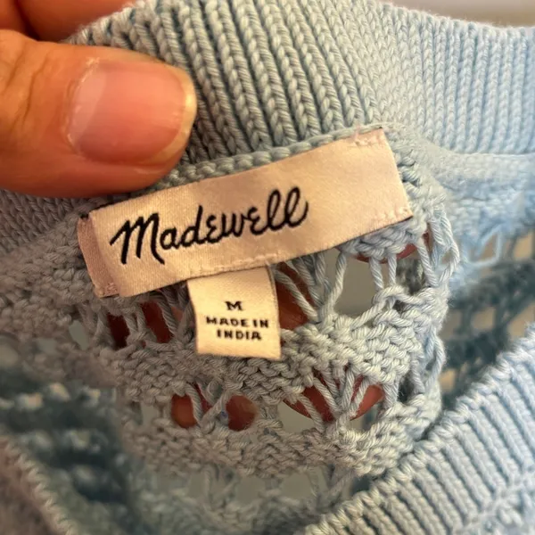 Madewell Blue Open Knit Crochet Sweater Dress Cover Up Size M - Image 2
