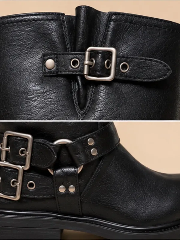 Billini Kaylen Riding Boots in Black, an edgy, knee-high moto/biker boot size 9 - Image 5