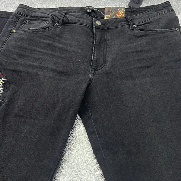 Ed Hardy faded black slim flare tiger jeans size 34 - Image 5
