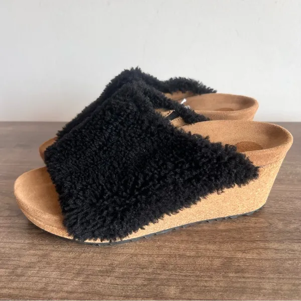 PAPILLIO NEW Women's Namica Teddy Shearling Wedge Slide Size 39 aka 8 #030A - Image 3