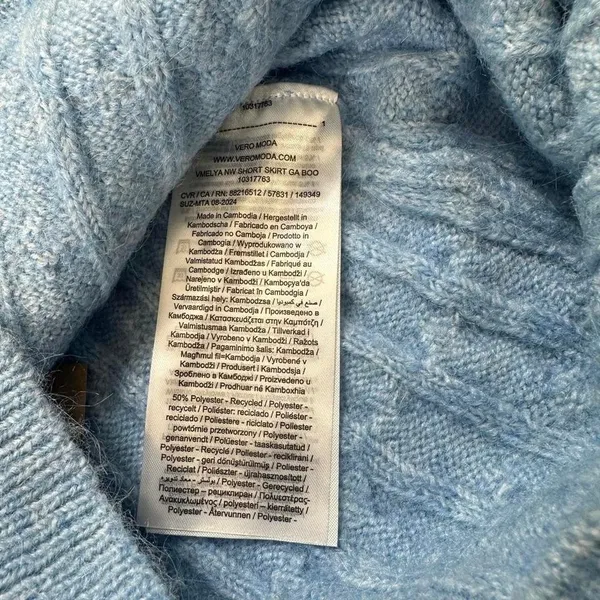 NWT Vero Moda Skirt S Womens Blue Cable Knit Mini - Image 7