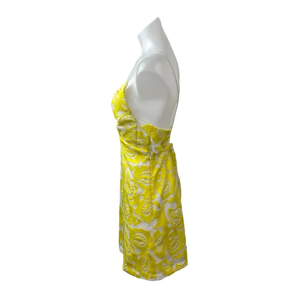 Anthropologie Maeve Yellow Paisley Lace Embroidered Cami Mini Sheath Dress Sz 0 - Image 4