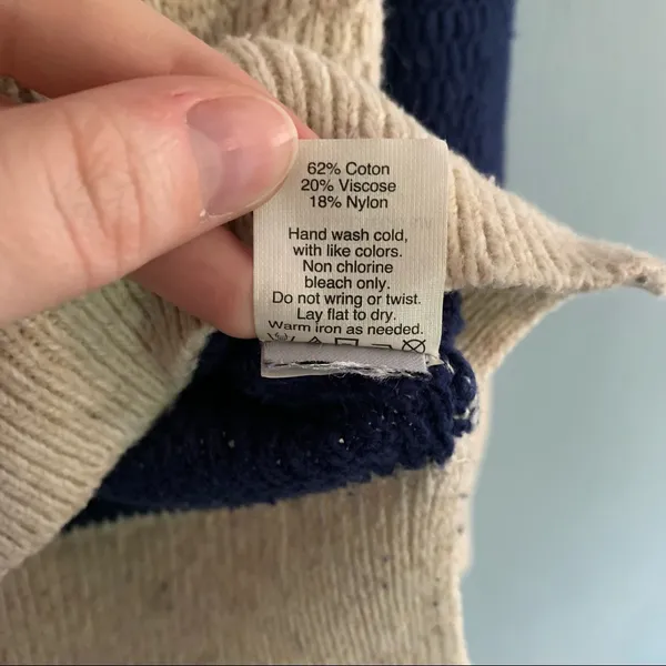 Madewell Striped Long Sleeve Knit Sweater Blue and Tan Size Xsmall - Image 7