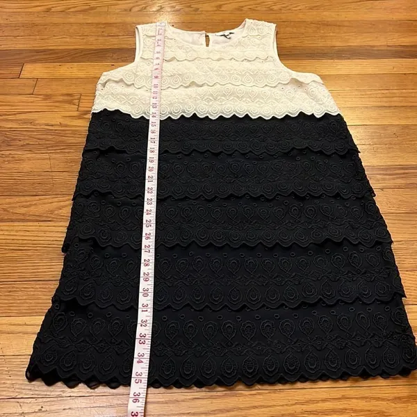 ‎joie white & black tiered eyelet dress M - Image 10