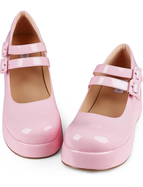 Mary Jane Platform Heels Pink Size 6.5 - Image 3