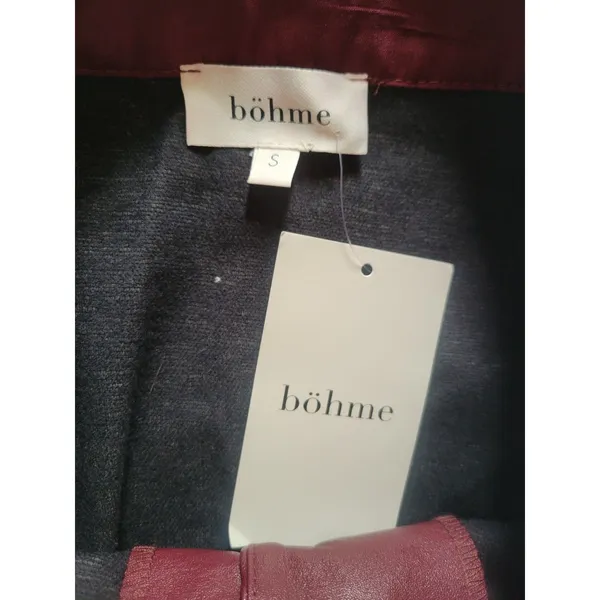 Bohme Faux Leather Skirt Women's Size S Burgundy Button Front Knee Length NWT - Image 9