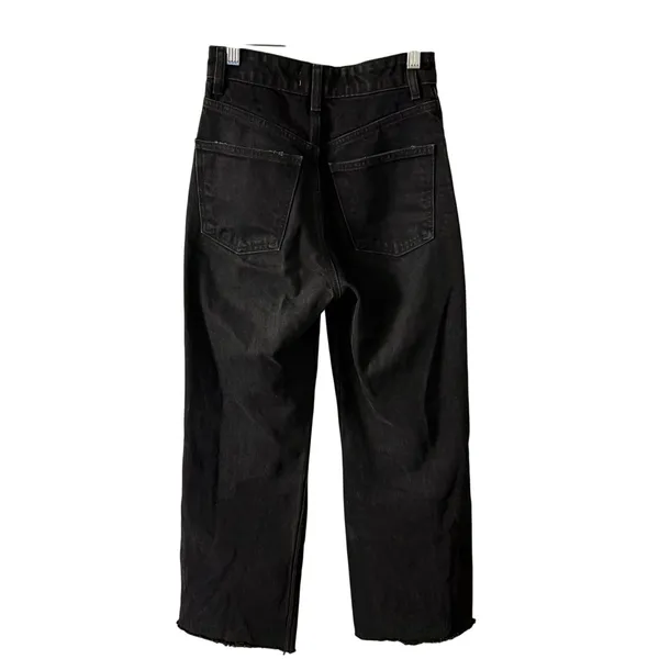 Zara Distressed High Rise Wide Leg Jean 0 Women’s Black 6688/227 - Image 3