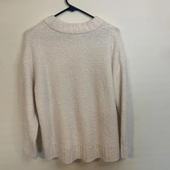 Old Navy Sweater Womens Medium M Cream Boucle Textured Knit Crew Neck Relaxed - Image 4