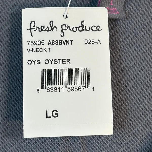 Fresh Produce Womens V-Neck T-Shirt Oyster Grey Cotton Short Sleeve Large‎ - Image 5