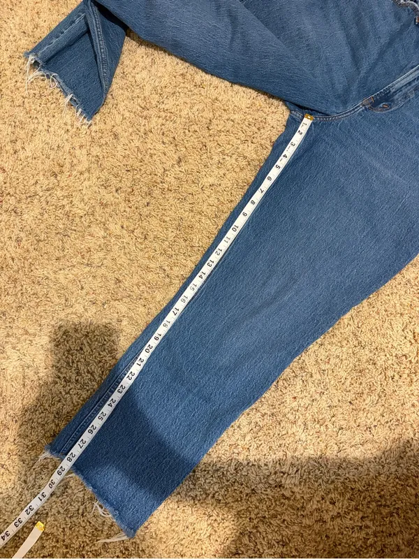 Abercrombie & Fitch Curve Love 90s Straight Ultra High Rise Jeans 32/14S SHORT - Image 14