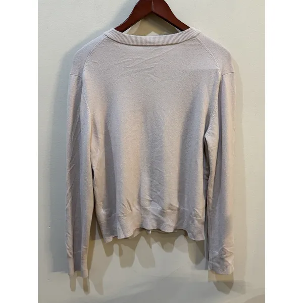 VINCE Crewneck Wool Cashmere Blend Cardigan Sweater Light Oat Size Large - Image 4