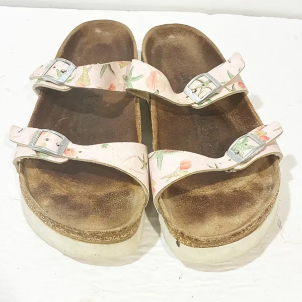 Papillio Birkenstock Sandals Floral Pattern Strappy‎ Cork Sole Womens Size 6 - Image 2