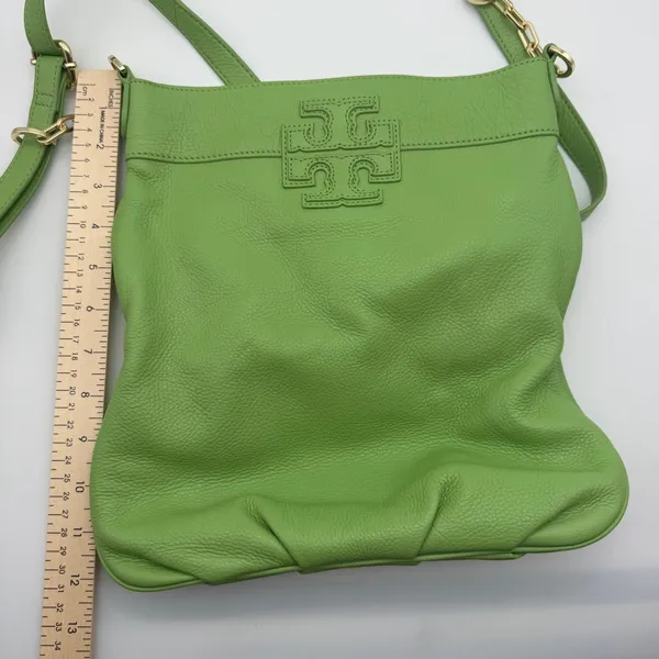 Tory Burch Crossbody Bag Green Pebbled Leather Preppy Classic Colorful Designer - Image 12