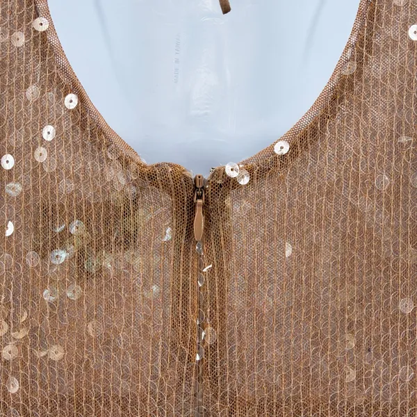 Bardot Verona Sequin Midi Dress XL US 10 Long Sleeve Keyhole Gold Bronze - Image 5