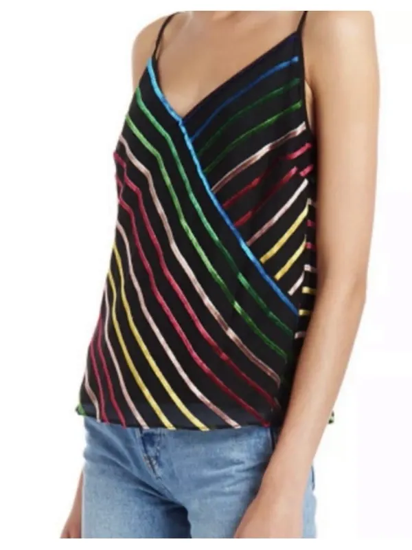 AMANDA UPRICHARD Mattie Velvet Rainbow Tank/Top Small - Image 3