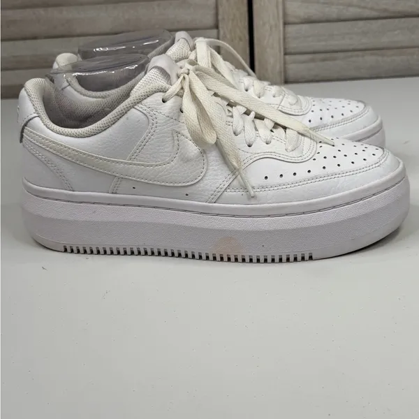 NIKE Women's Court Vision Alta Platform Sneakers White-9 - Image 2