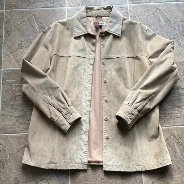 Vintage Live A Little Leather Button Down Jacket Top Size Large - Image 3