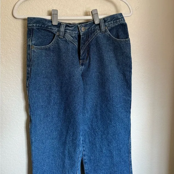 American Vintage Vintage Western Rough Rider Double Metallic Buckled Back Bootcut‎ jeans sz 28 - Image 4