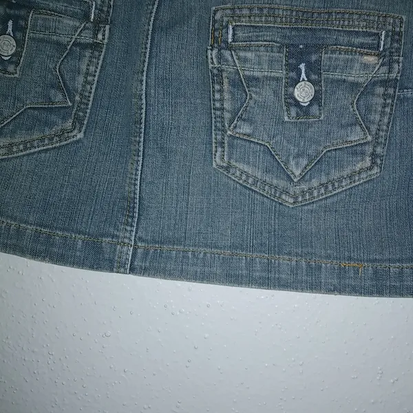 Miss Bisou S Y2K Stitched Star Flap Rivet Pockets Jeans Mini Skirt - Image 4