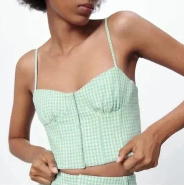 ZARA Gingham Corset Top - Image 3