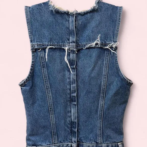 Zara TRF Patchwork Denim Short Dress Blue XS - Image 4
