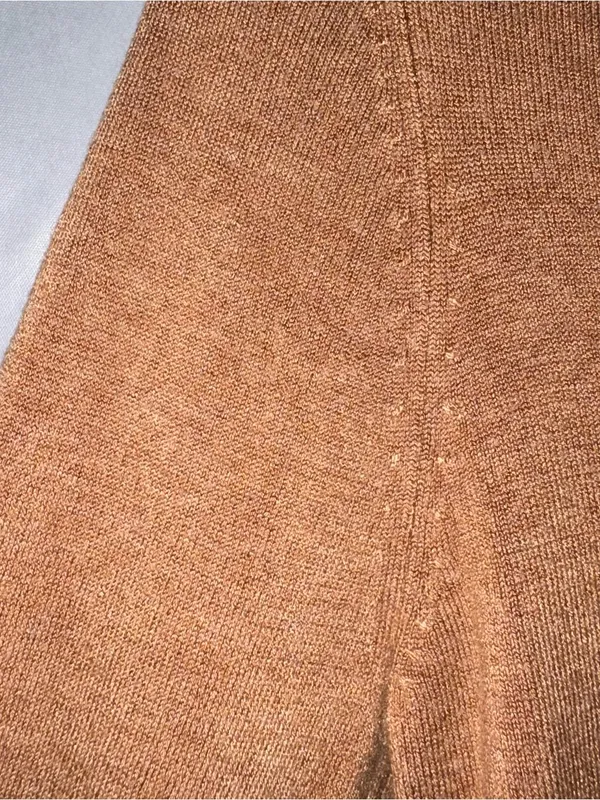 Zara Knit Sweater Womens Sz Med Brown Stretch‎ Gold Buttons Crewneck Basic - Image 4