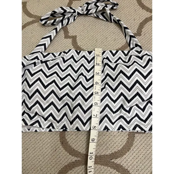 Cupshe Chevron Halter Bandeau & Multi Way Tummy Control Midkini Set, size large - Image 11