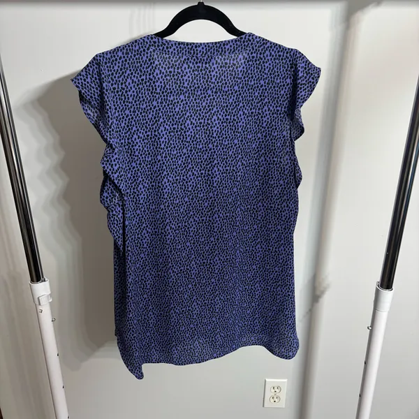 Apt. 9 Purple and Black Dalmatian Print Ruffle Sleeve Blouse - Image 5