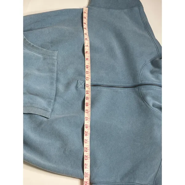 BIBI Blue Quarter Zip Hoodie Small Pullover Sweatshirt Kangaroo Pocket Cozy - Image 8