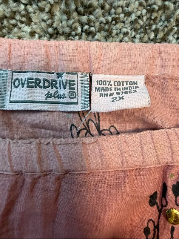 NWT Overdrive Plus 2X Boho Floral Crinkle Cotton Maxi Skirt Sequin Festival - Image 6