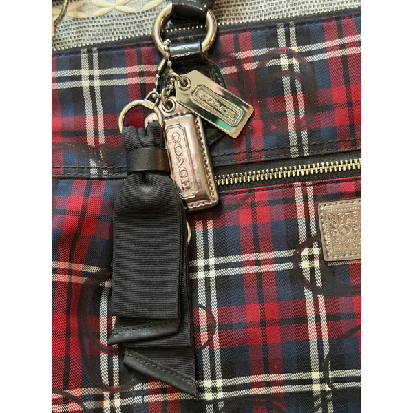 Vintage COACH Poppy Tartan Plaid Large Glam Tote Bag Y2K With Wallet EUC - Image 3