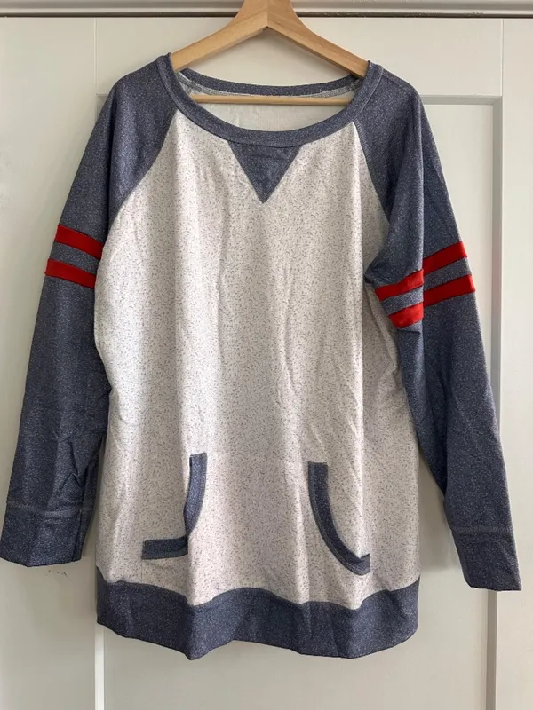 Grey Varsity Sweatshirt Crew Neck Gray Size XXL - Image 3