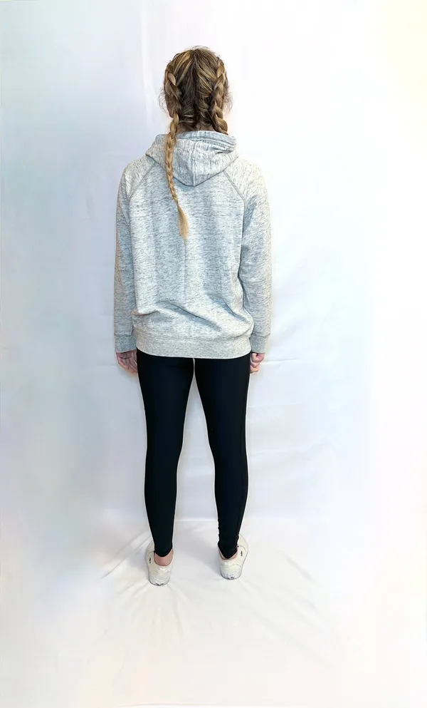 Vintage Abercrombie Glitter Logo Pullover Hoodie - Heather Grey - 15/16 (XS/S) - Image 3