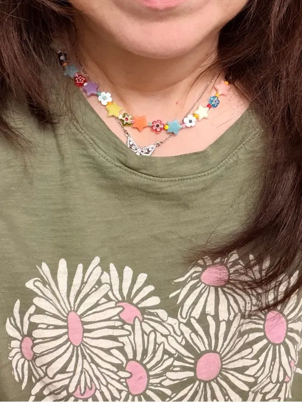 Colorful glow in the dark stars and flowers elastic chocker, OOAK, handmade - Image 8
